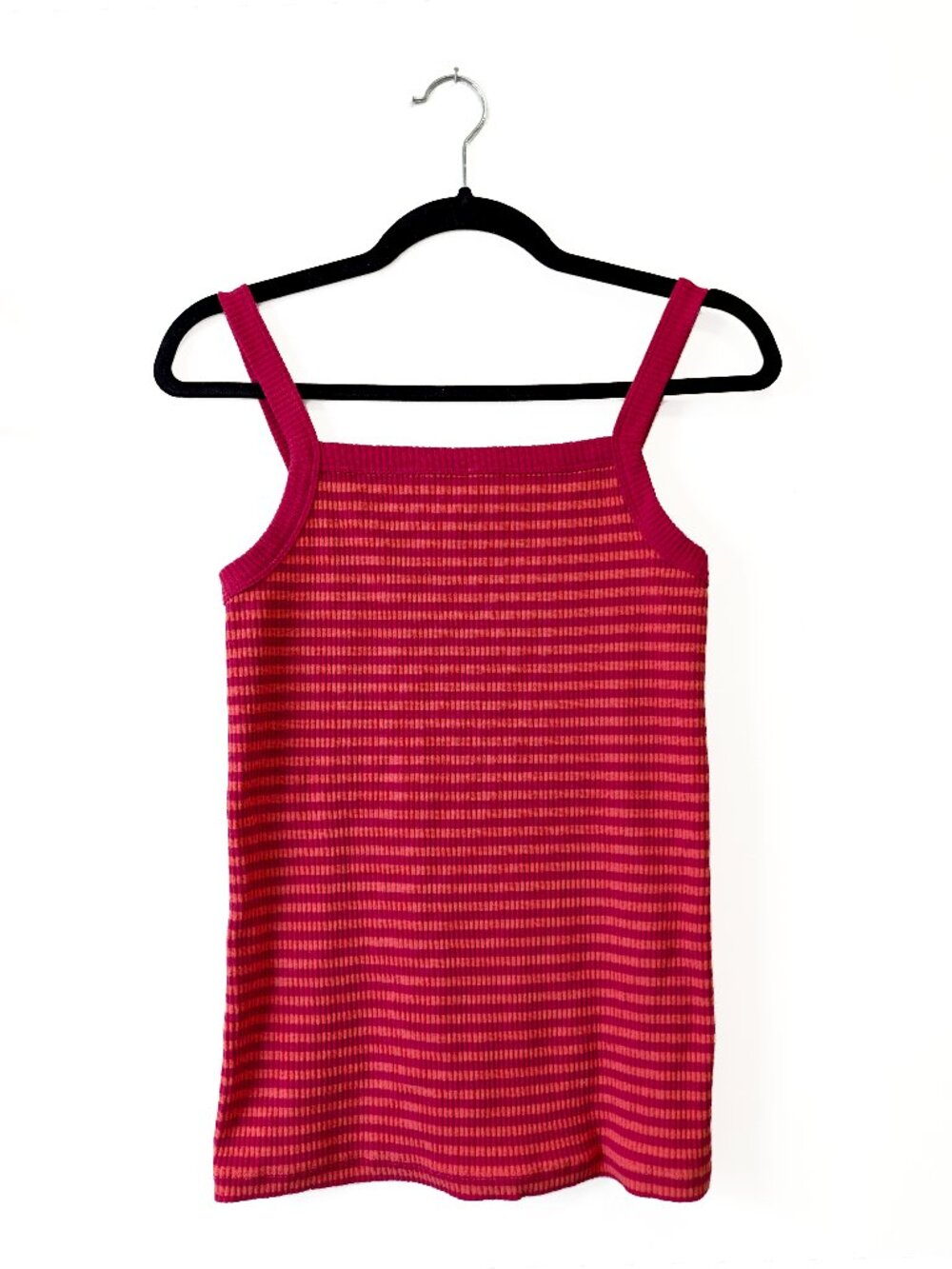 Magenta & Orange Striped Ribbed Tank Top Size M (Slim Fit)